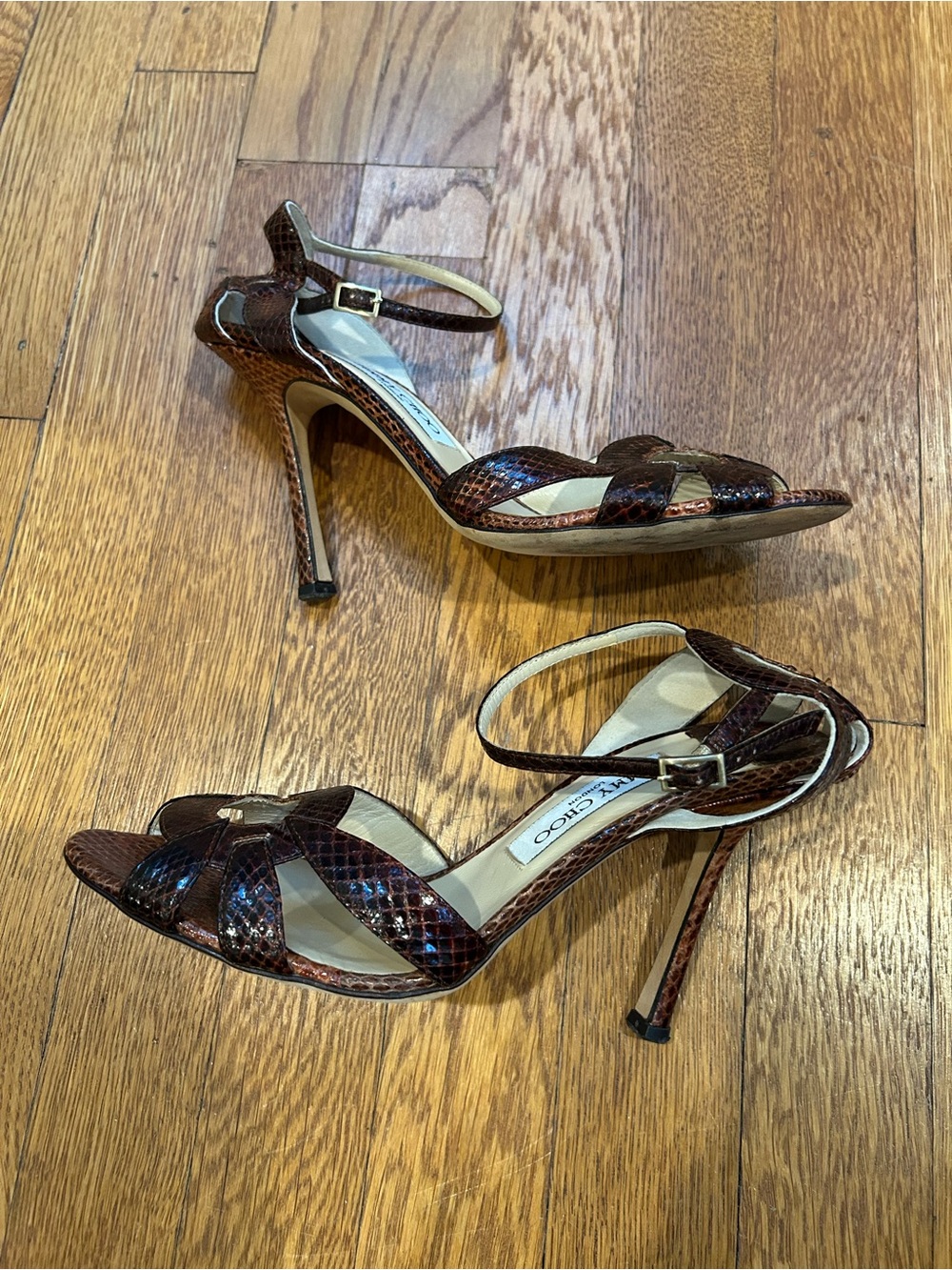Jimmy Choo snakeskin cutout accent sandals